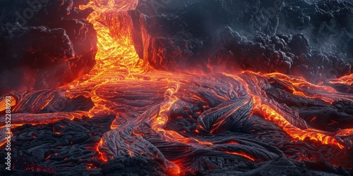 Volcanic Eruption: Molten Rivers of Fire