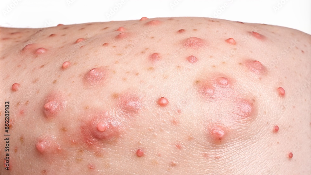Fototapeta premium Close-Up View of Scabies Skin Infection on Human Body, Dermatology Disease Concept