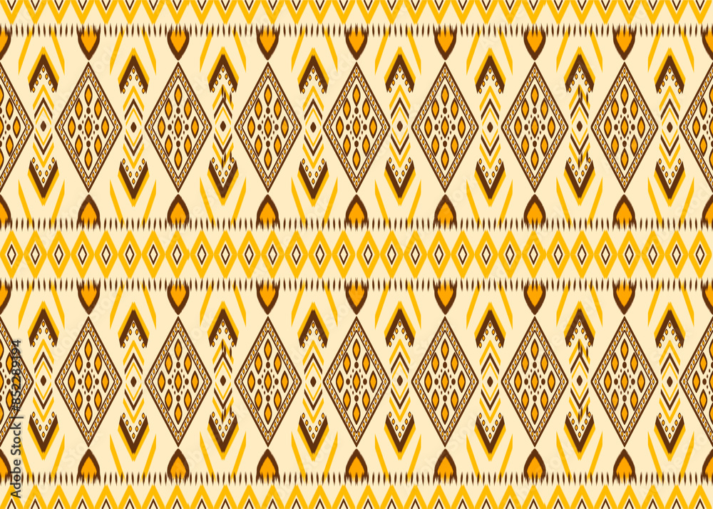 No.103.Geometric tribal pattern with yellow and brown elements on a beige background No.103.Geometric tribal pattern with yellow and brown elements on a beige background