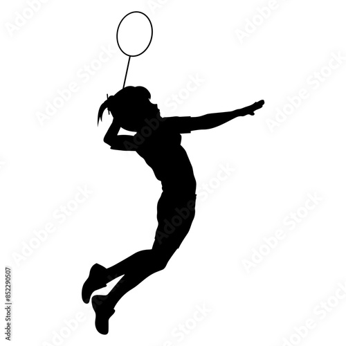 Silhouette Of Grirl Playing Badminton photo