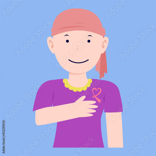 man cancer disease chemotherapy with cancer ribbon.
