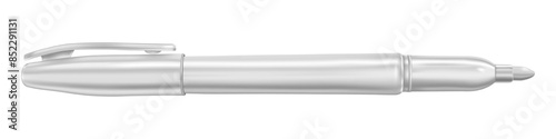 Mock Up. Open thin marker of white color with a cap. Vector illustration isolated on white background.