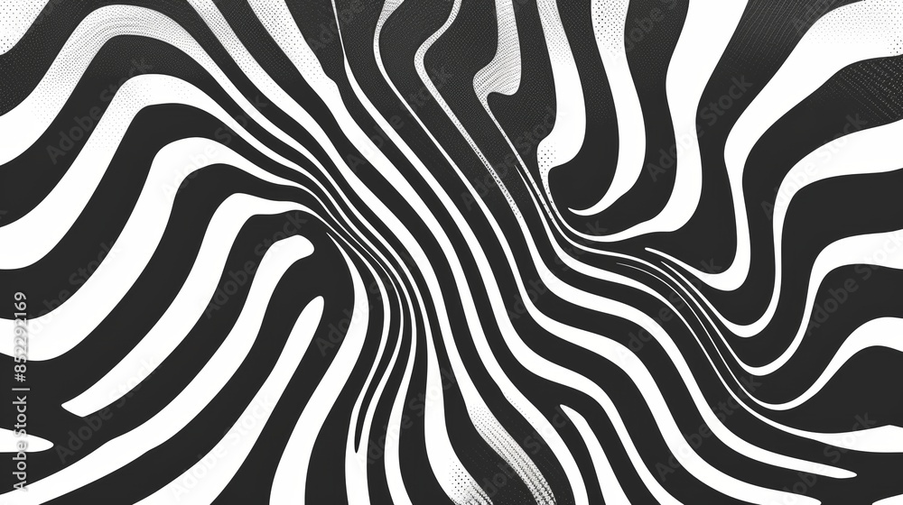 Abstract Black and White Wavy Stripes