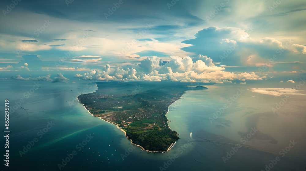 Naklejka premium Islands in the ocean. Aerial view. 