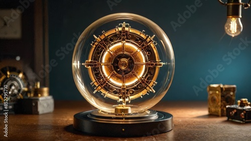 Steampunk Clockwork in a Glass Dome.