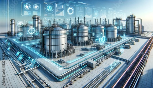 Industrial facility with advanced digital technology and futuristic design