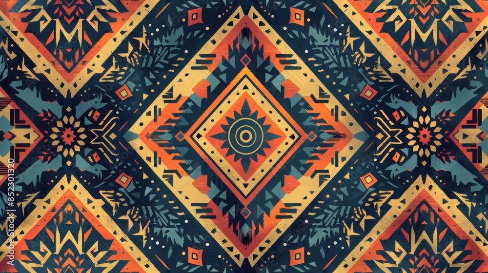 Geometric pattern inspired by tribal motifs. Geometric pattern inspired by tribal motifs.