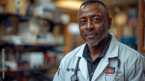 Compassionate Doctor Volunteering at Veteran's Center to Provide Healthcare and Support for Military Veterans