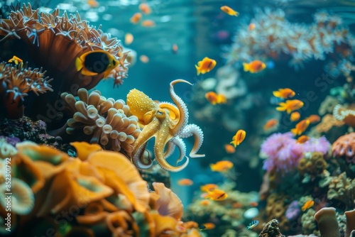 Fototapeta Naklejka Na Ścianę i Meble -  octopus in a coral reef