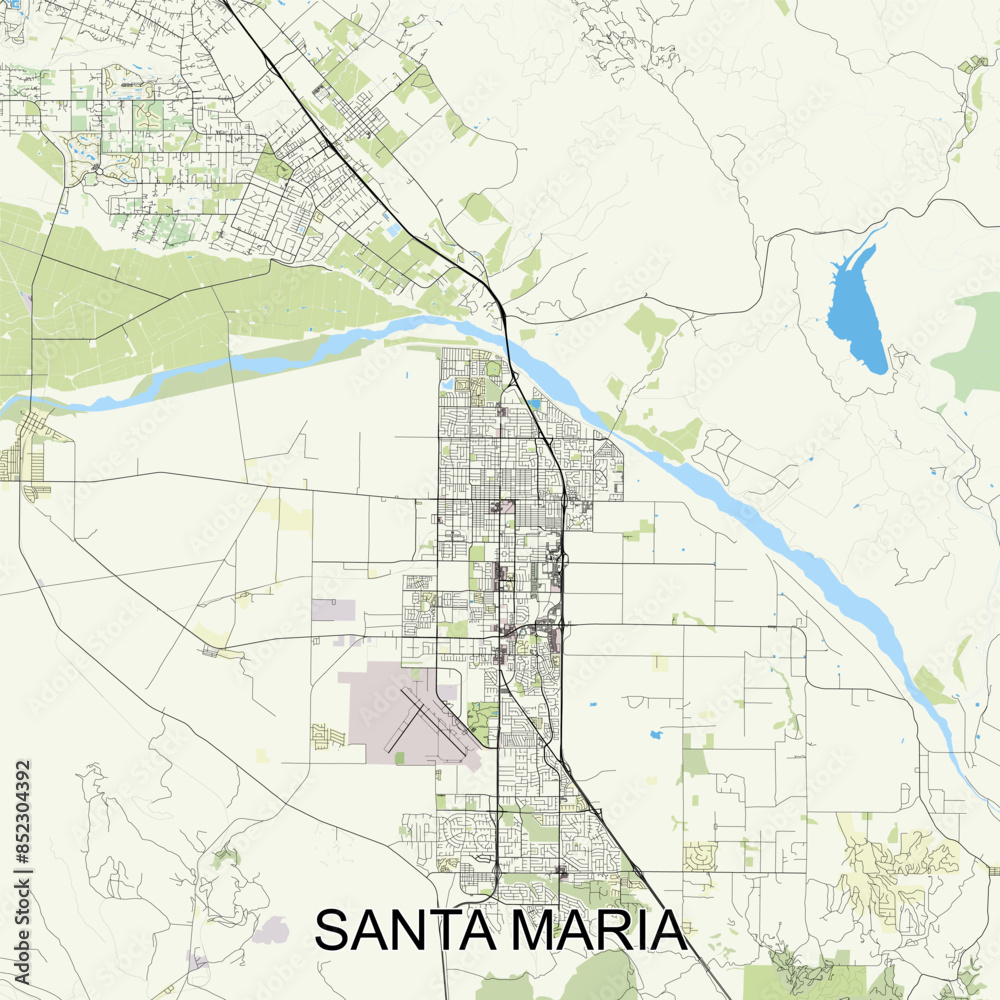 Fototapeta premium Santa Maria, California, USA map poster art