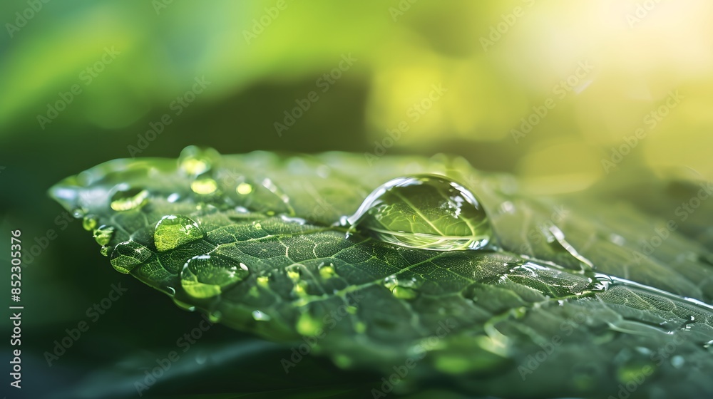 A closeup of a water droplet on a green leaf, symbolizing ecofriendly practices and environmental awareness. Soft natural lighting enhances its appearance. A closeup of a water droplet on a green leaf, symbolizing ecofriendly practices and environmental awareness. Soft natural lighting enhances its appearance.