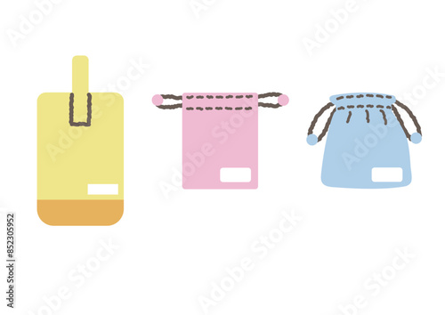 シューズ袋と巾着のイラストセット