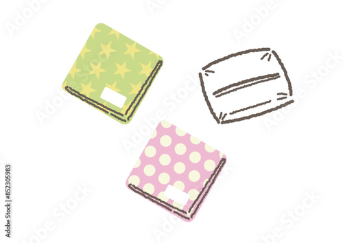 ティッシュとハンカチのイラストセット