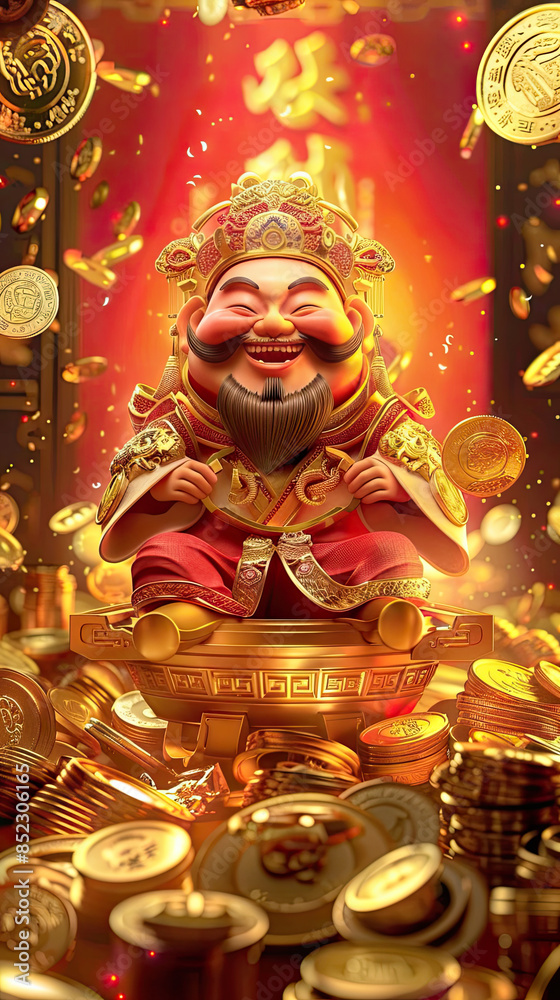 Chinese New Year greeting card With Chinese God of Wealth Chinese New Year greeting card With Chinese God of Wealth