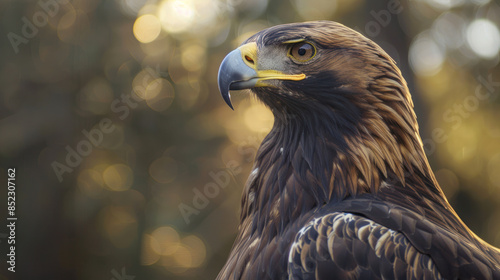 Close-Up Profile of a Golden Eagle with a Blurred Natural Background