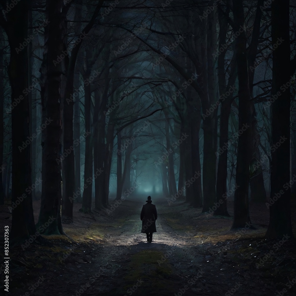 a person walking in the middle woods a person walking in the middle woods