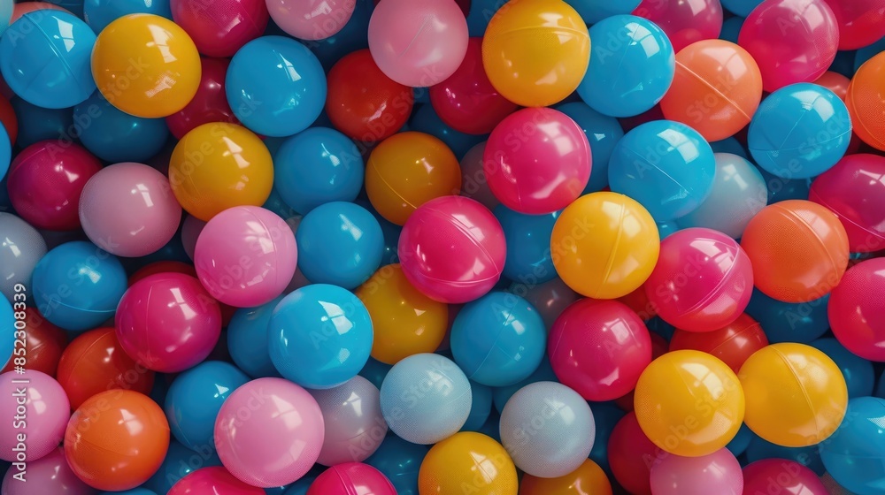 Colorful plastic balls in game center from above A place to mimic Colorful plastic balls in game center from above A place to mimic