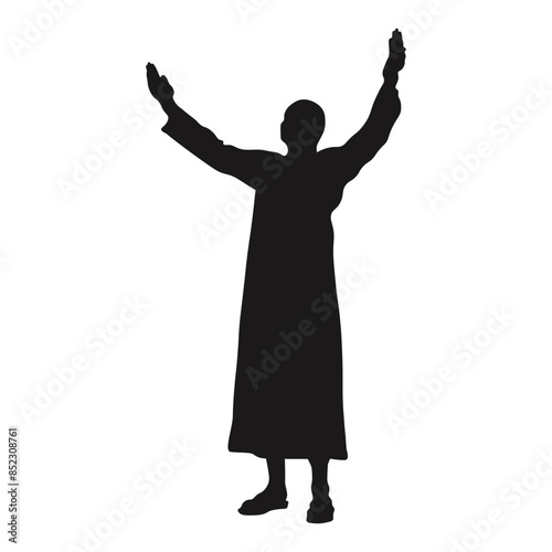 Muslim Pray Silhouette Isolated on White Background. Vector Illustration Design.