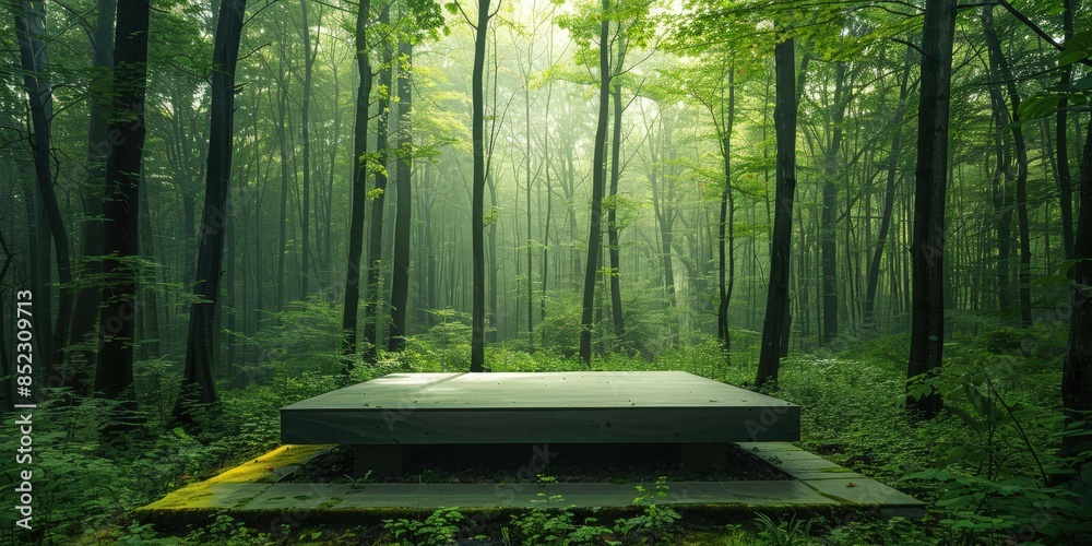 Stone Platform in a Misty Forest Stone Platform in a Misty Forest