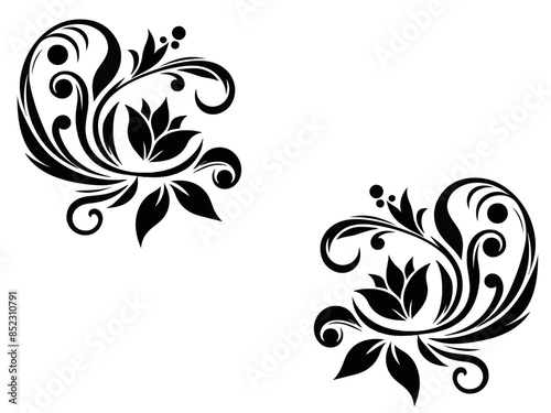 Floral design vector art silhouette