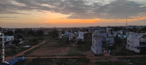 sunset over the city