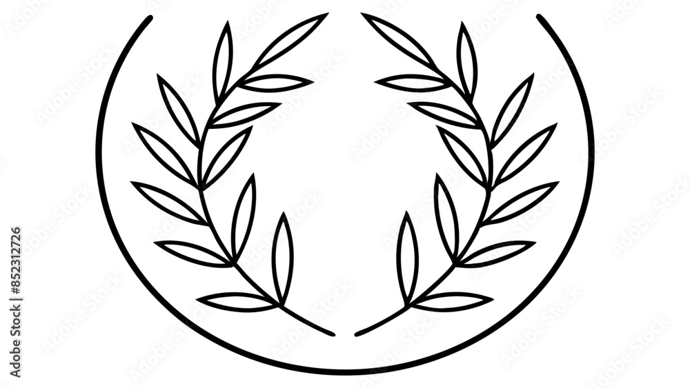Laurel wreath on a white background, symbolizes victory and achievement. Laurel wreath on a white background, symbolizes victory and achievement.