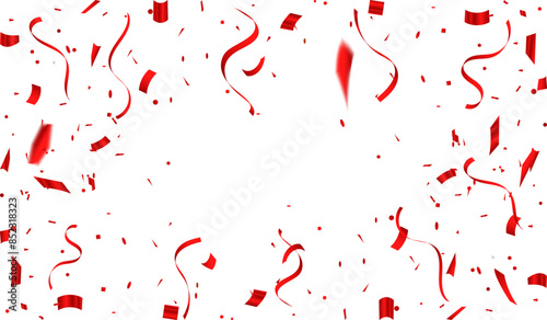 Canvas Print Red confetti and ribbons