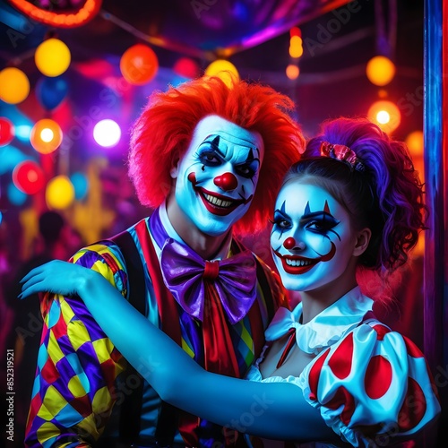portrait of a romance clown couple