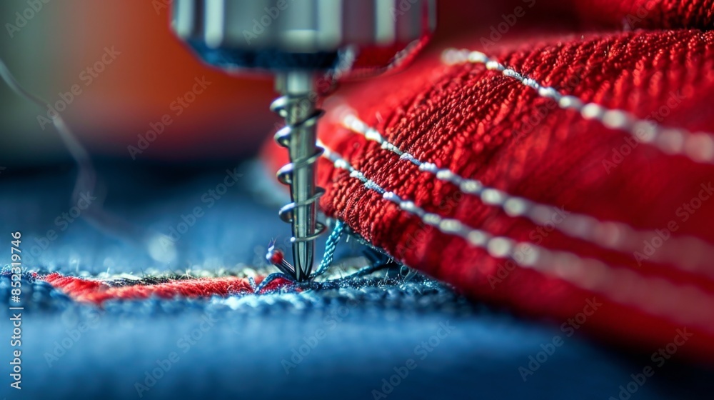 Close-up photograph of an embroidered sports cap design Close-up photograph of an embroidered sports cap design