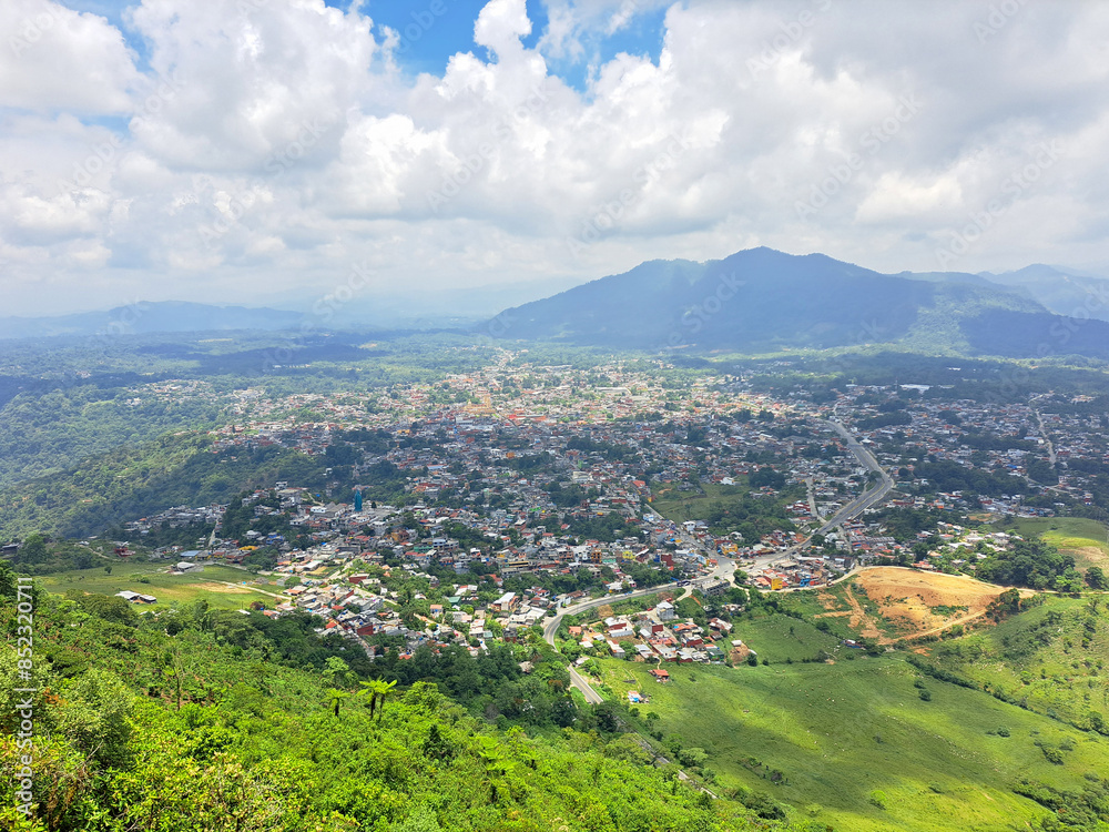 Obraz premium Panoramic view of the magical town Xicotepec in the northern mountains of the state of Puebla in Mexico