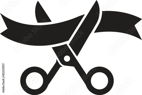 Grand opening icon, ribon cutting icon