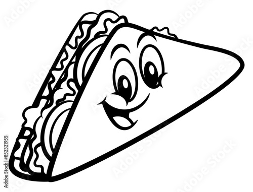 Club Sandwich Slice Mascot cartoon characters. Best for outline, logo, and coloring book with fast food themes for kids