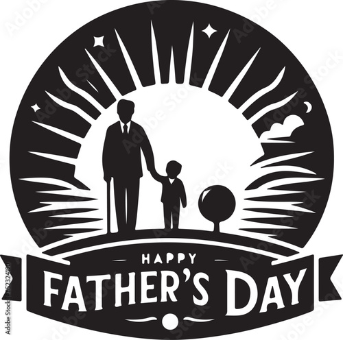 Happy Father's Day silhouette vector illustration