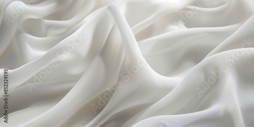 Delicate White Chiffon: Bridal Fabric in Motion - Close-Up Detail, Minimalist Backdrop - Elegant Wedding Textures - Light and Flowing Visuals - Stunning Bridal Photography