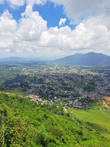 Panoramic view of the magical town Xicotepec in the northern mountains of the state of Puebla in Mexico