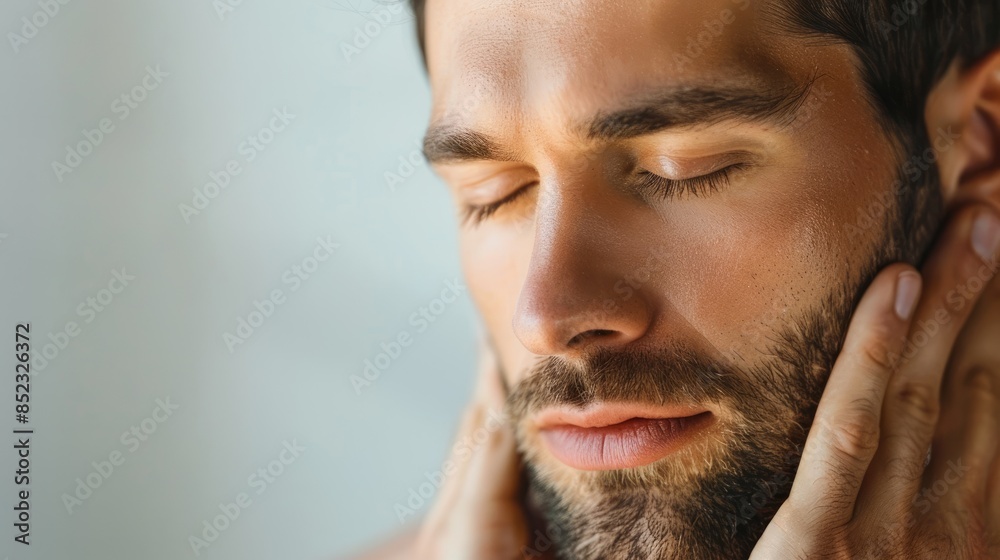 Obraz premium Close up image of a man with rheumatism on a light background