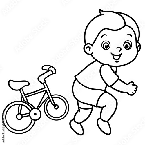 A cute baby, by cycle vector line art and illustration