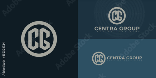 Abstract initial circle letters CG or GC logo in soft grey color isolated on multiple background colors. The logo is suitable for real estate and property business logo vector design illustration