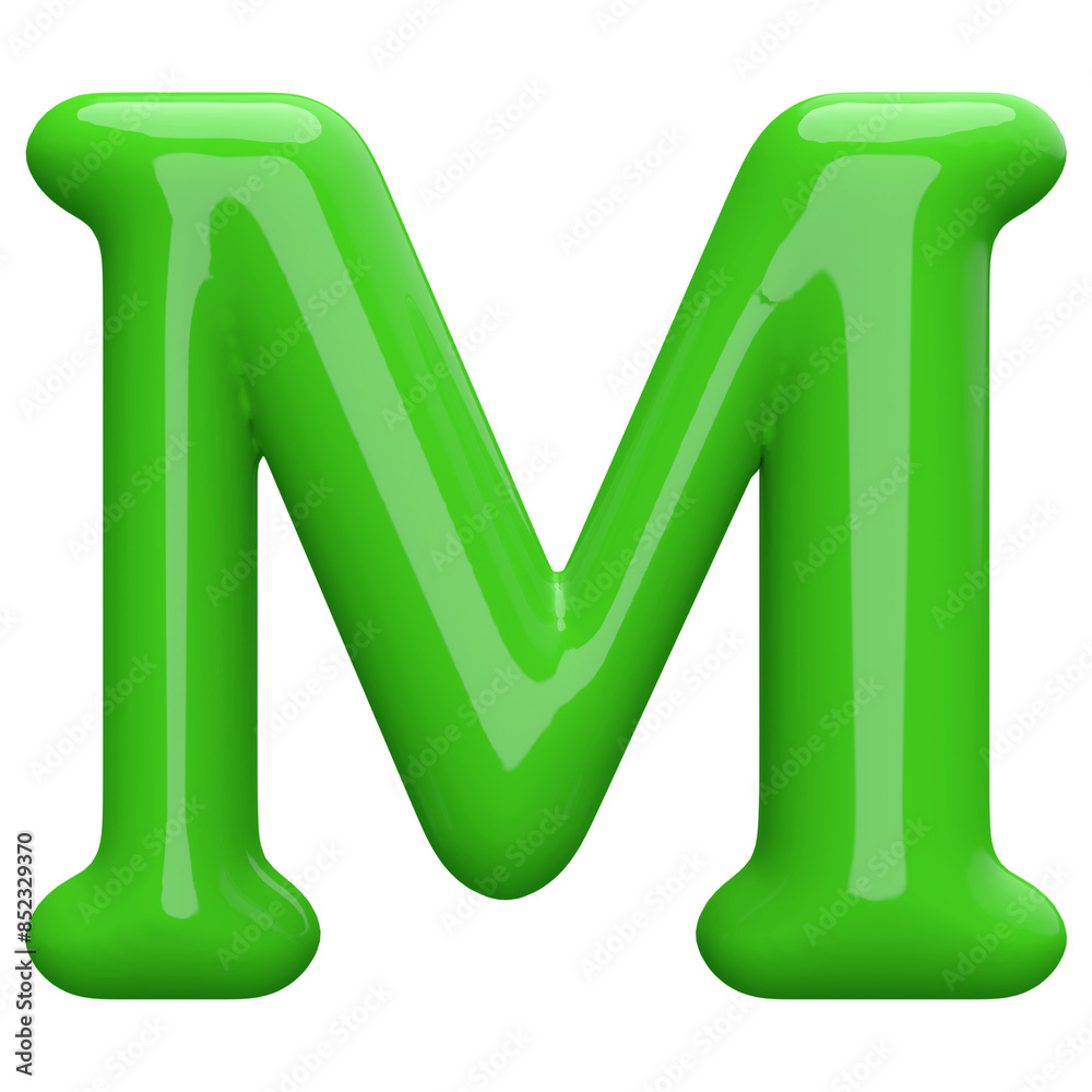 Green 3D Font Letter M uppercase Green 3D Font Letter M uppercase