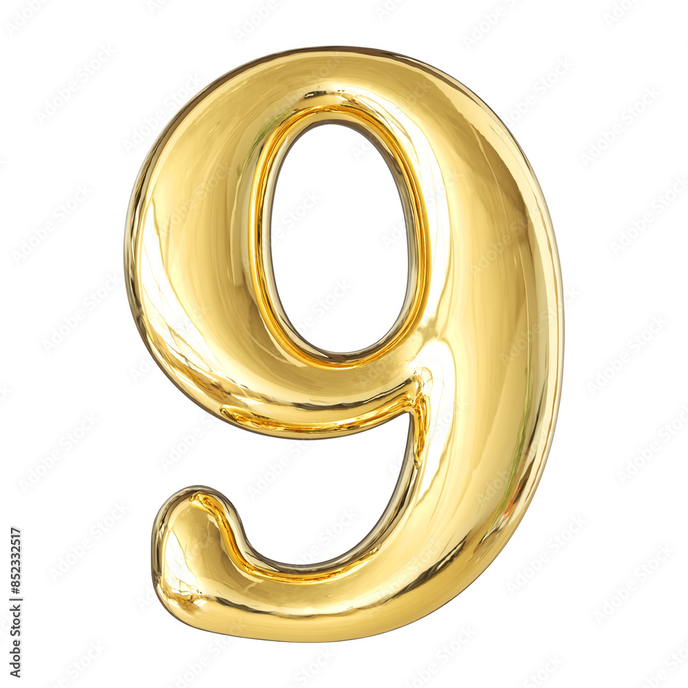 Gold 3D Number 9 Gold 3D Number 9