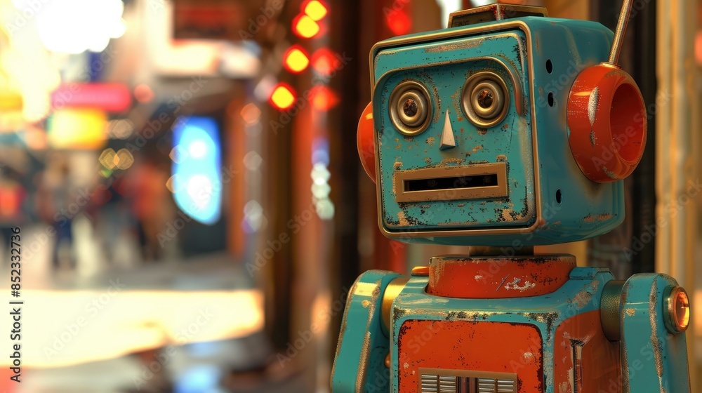 Fototapeta premium Amusing robot art painting walls for house decor and renovation