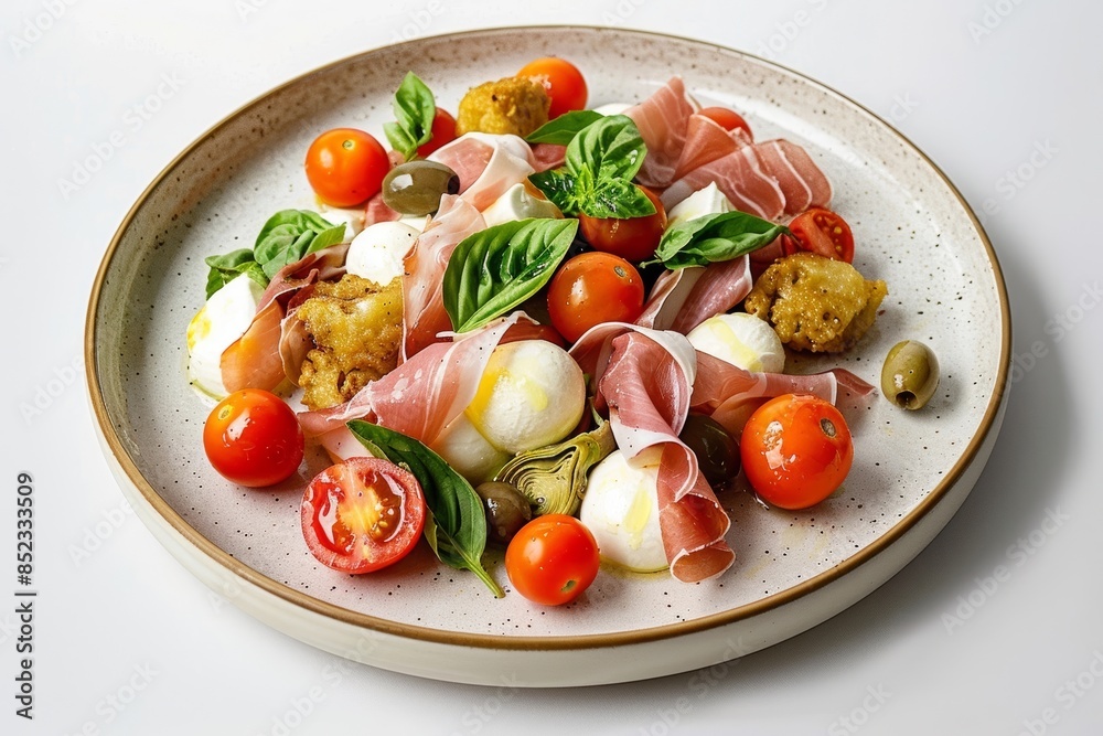 Satisfying Caprese Salad with Prosciutto, Fried Artichokes, and Mozzarella Satisfying Caprese Salad with Prosciutto, Fried Artichokes, and Mozzarella
