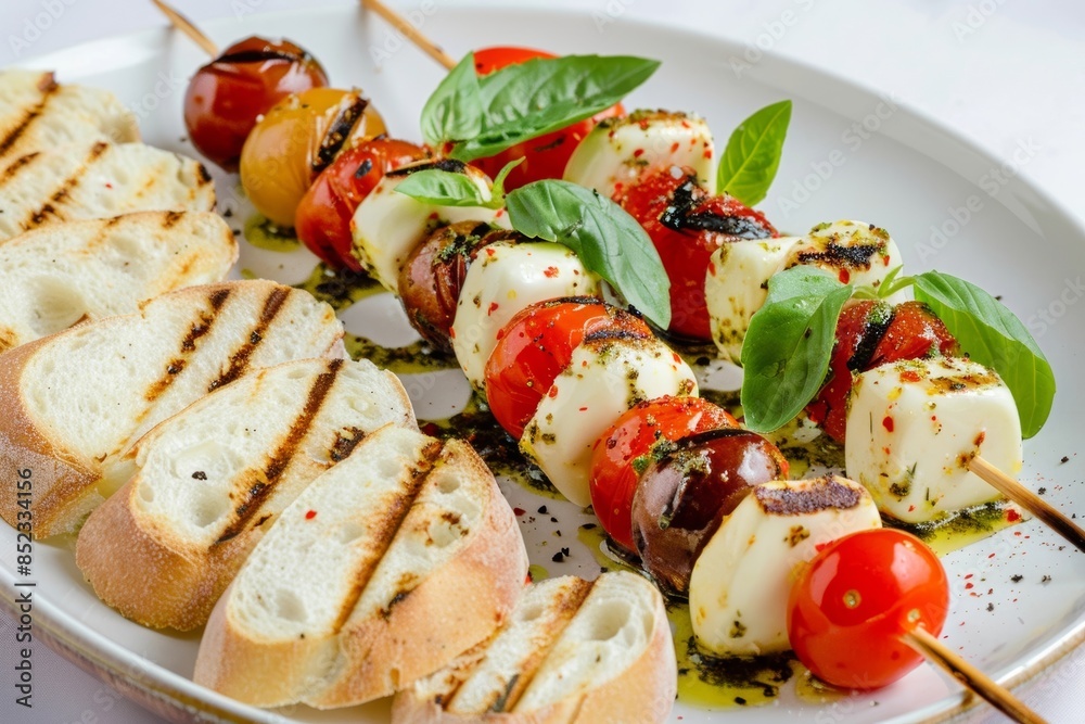 Mouthwatering Grilled Caprese Kabob with Fresh Ingredients Mouthwatering Grilled Caprese Kabob with Fresh Ingredients