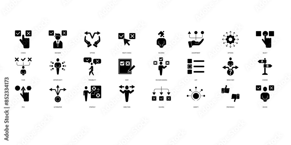 Choice icons set. Set of editable stroke icons.Set of Choice Choice icons set. Set of editable stroke icons.Set of Choice