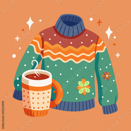 Cozy sweater and hot cocoa