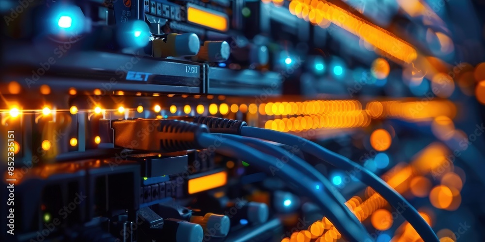 Network Server with Blue and Orange Lights Network Server with Blue and Orange Lights