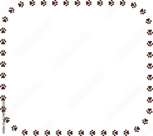 Animal paw print round border frame 