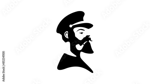 captain of ship Logo, black isolated silhouette
