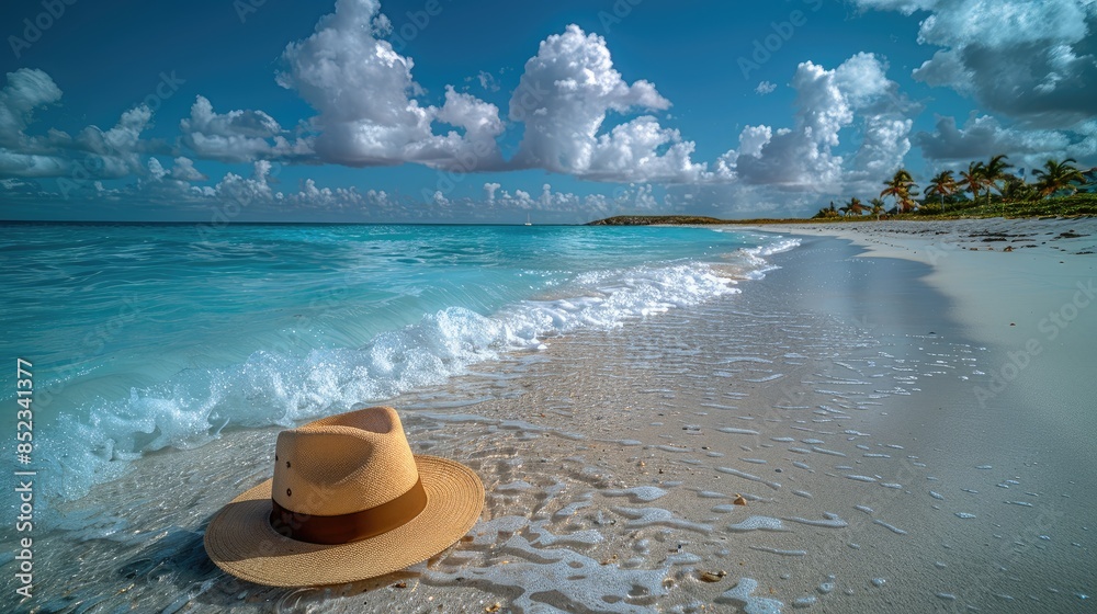 hat on the beach hat on the beach