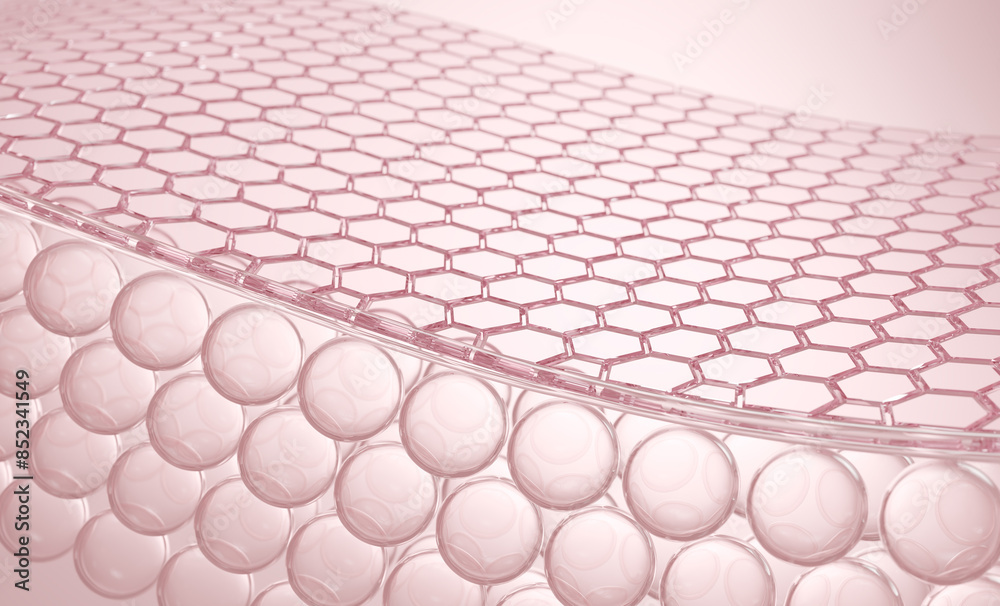 Fototapeta premium Pink skin layer and skin cells, 3D rendering.